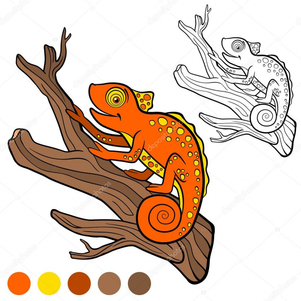 Coloring page. Color me: chameleon