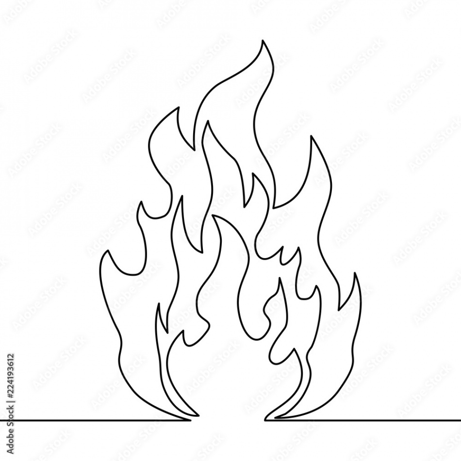 Continuous line fire one line drawing vector fire Stock