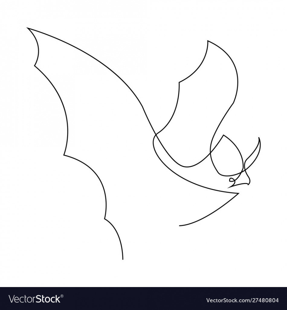 Continuous one line bat drawing halloween Vector Image