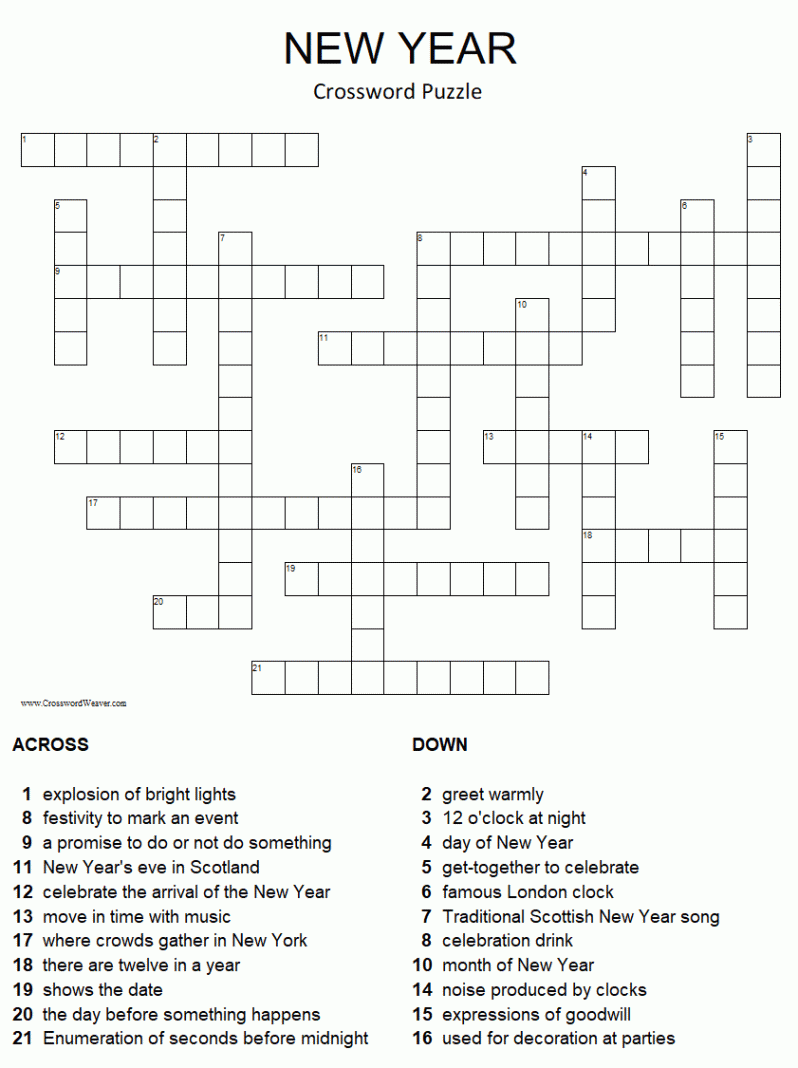 Crosswords-printable New Year- level   Learn English Today