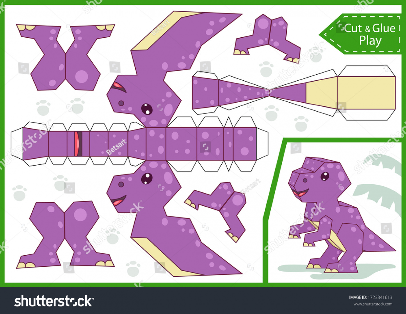 Cut Paper d Dinosaur Diy Dinosaurs Stock Vector (Royalty Free