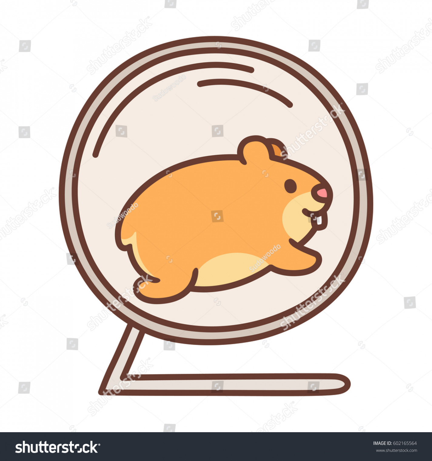 Cute Cartoon Hamster läuft im Hamsterrad