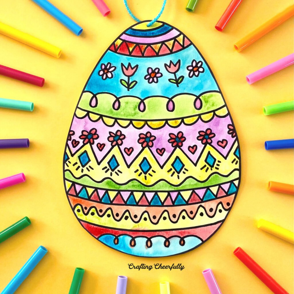 Cute Doodle Easter Egg - Printable Easter Egg Coloring Pages