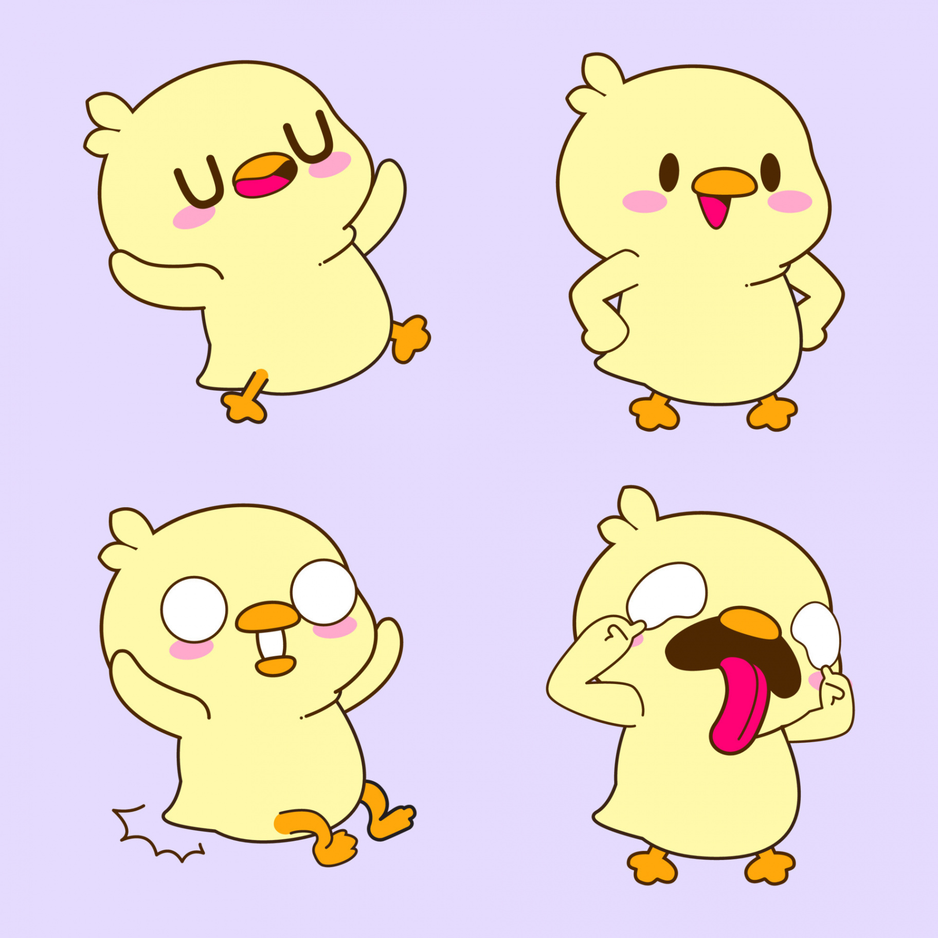 cute duck drawing, cute duckling sticker vector set  Vector