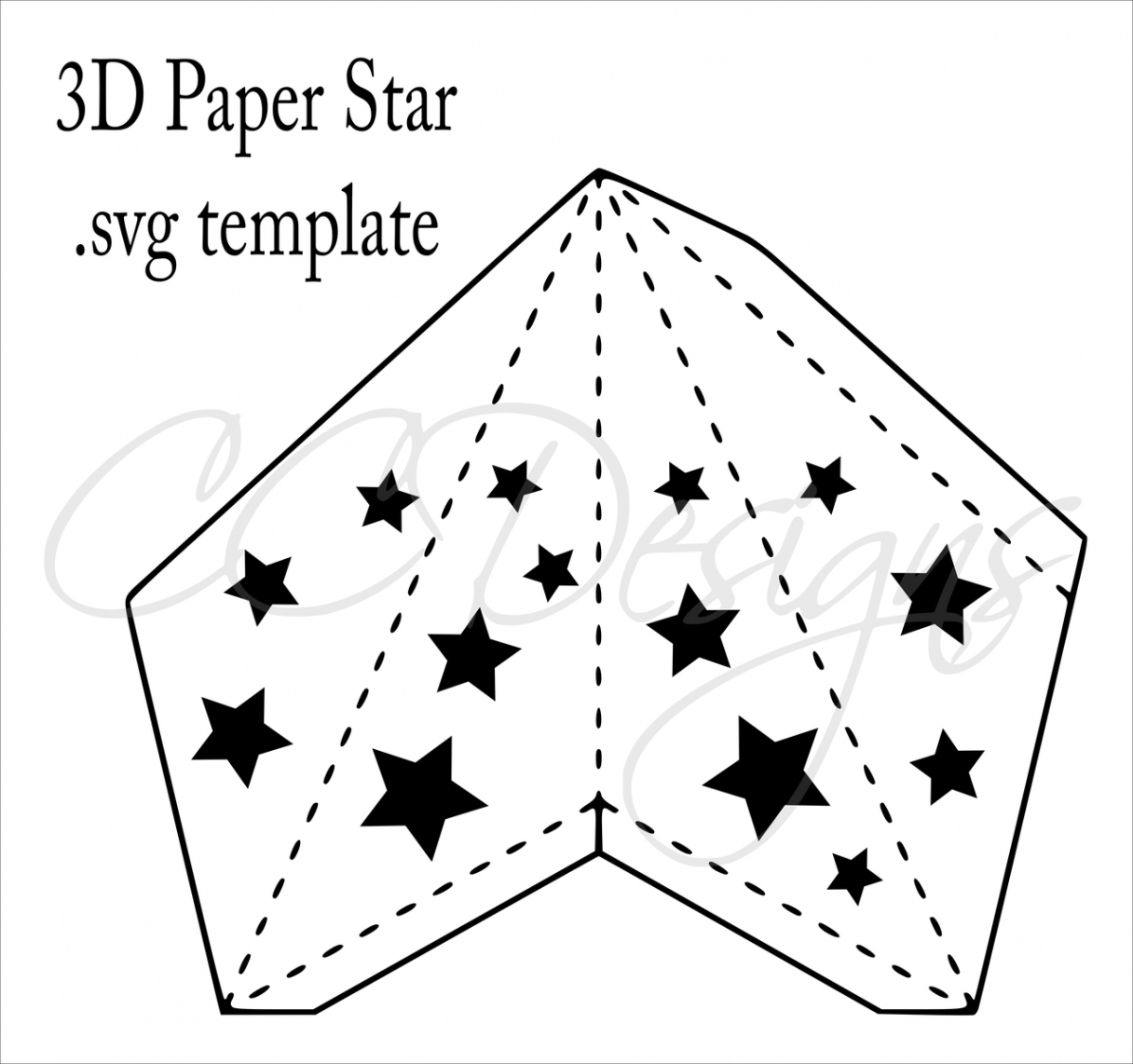 D Paper Star Templates: DIY Paper Star Craft SVG & PDF Template