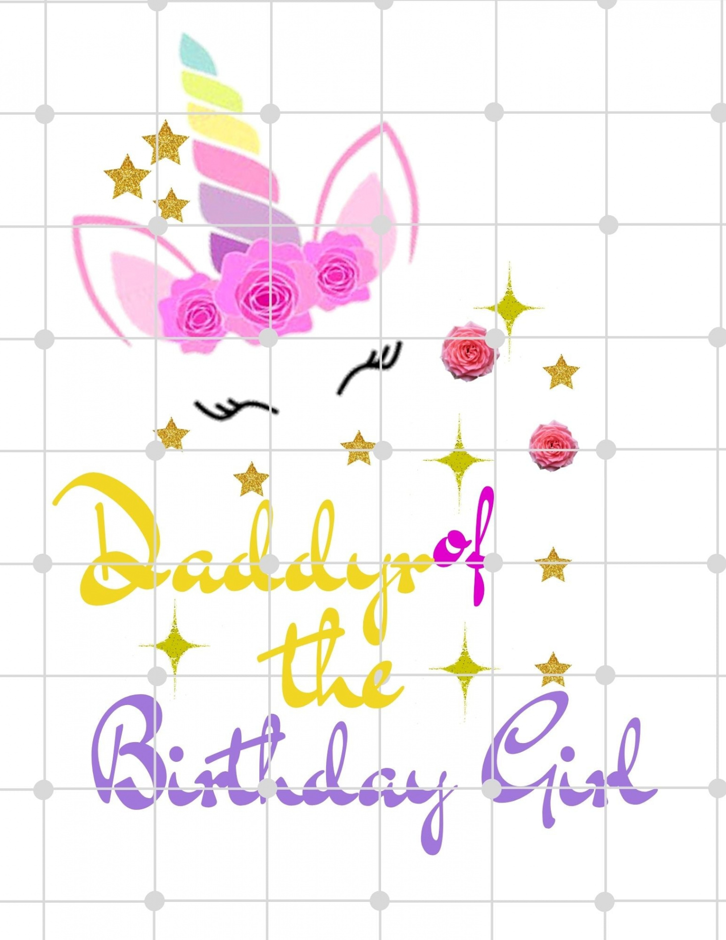 Daddy Of The Birthday Girl Unicorn Printable Iron On Transfer  For D