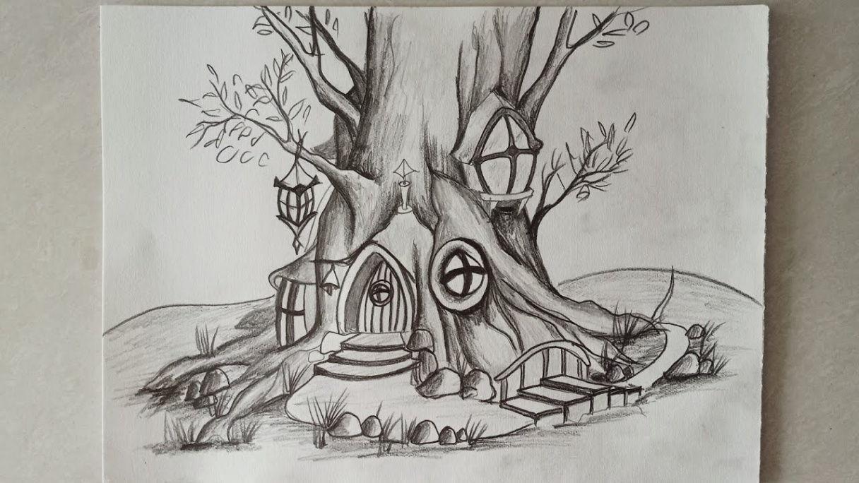 Daily challenge #/ Fairy tree house drawing