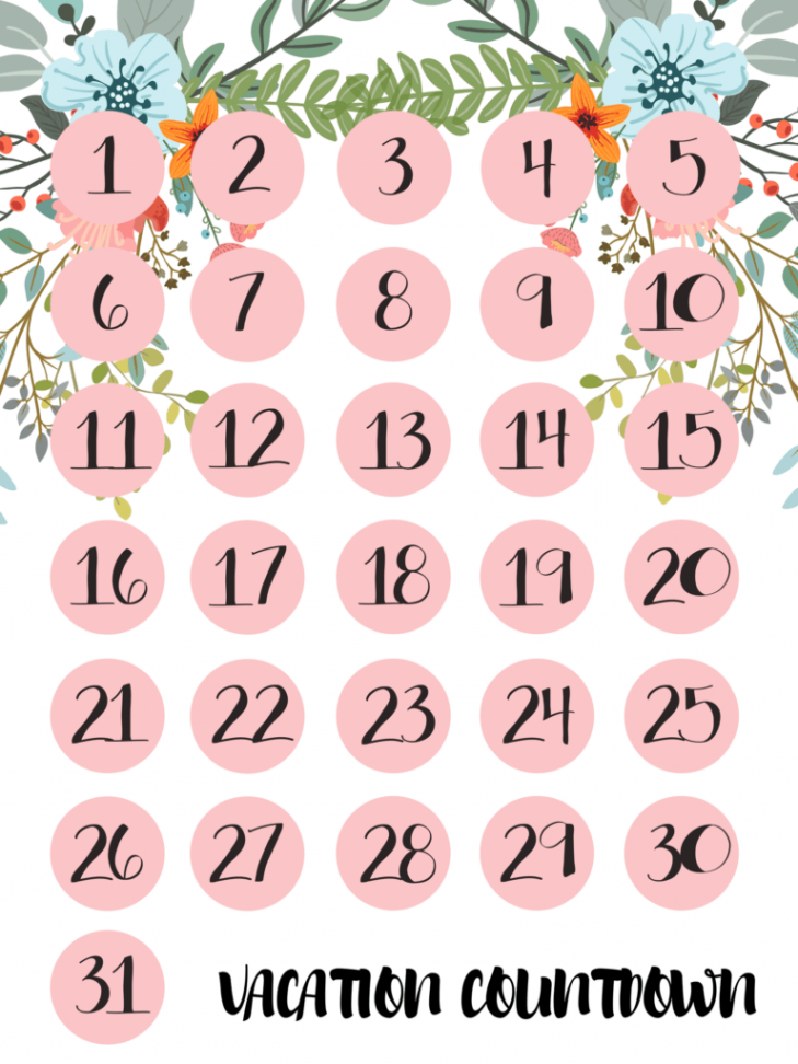 Day Calendar Counter Photo  Countdown calendar printable