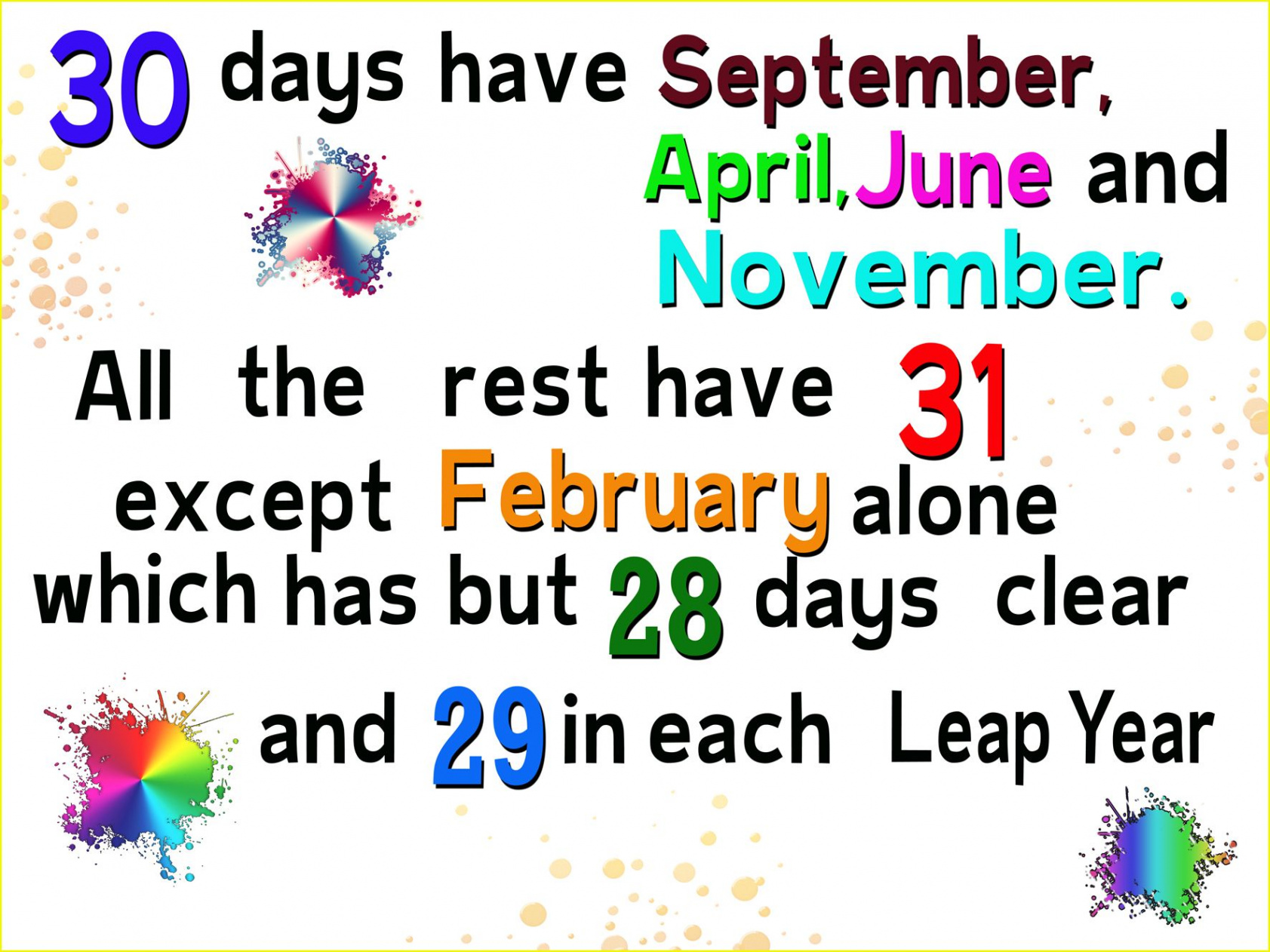 days hath september printable poem - Google Search   days