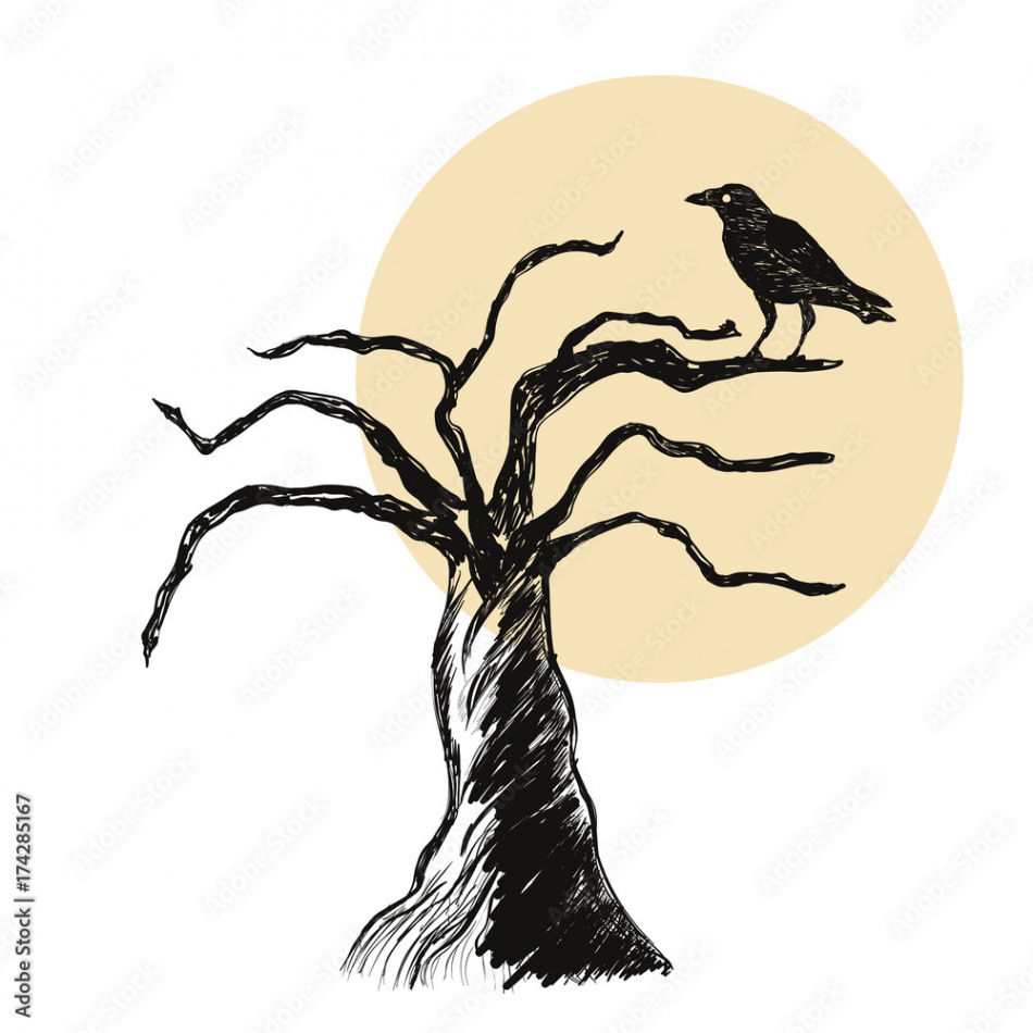 Dead tree and a crow Stock-Vektorgrafik  Adobe Stock
