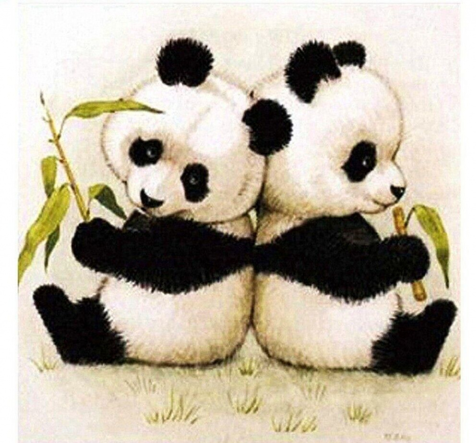 Diamond Painting Two Panda Cute Animal Design Portrait House
