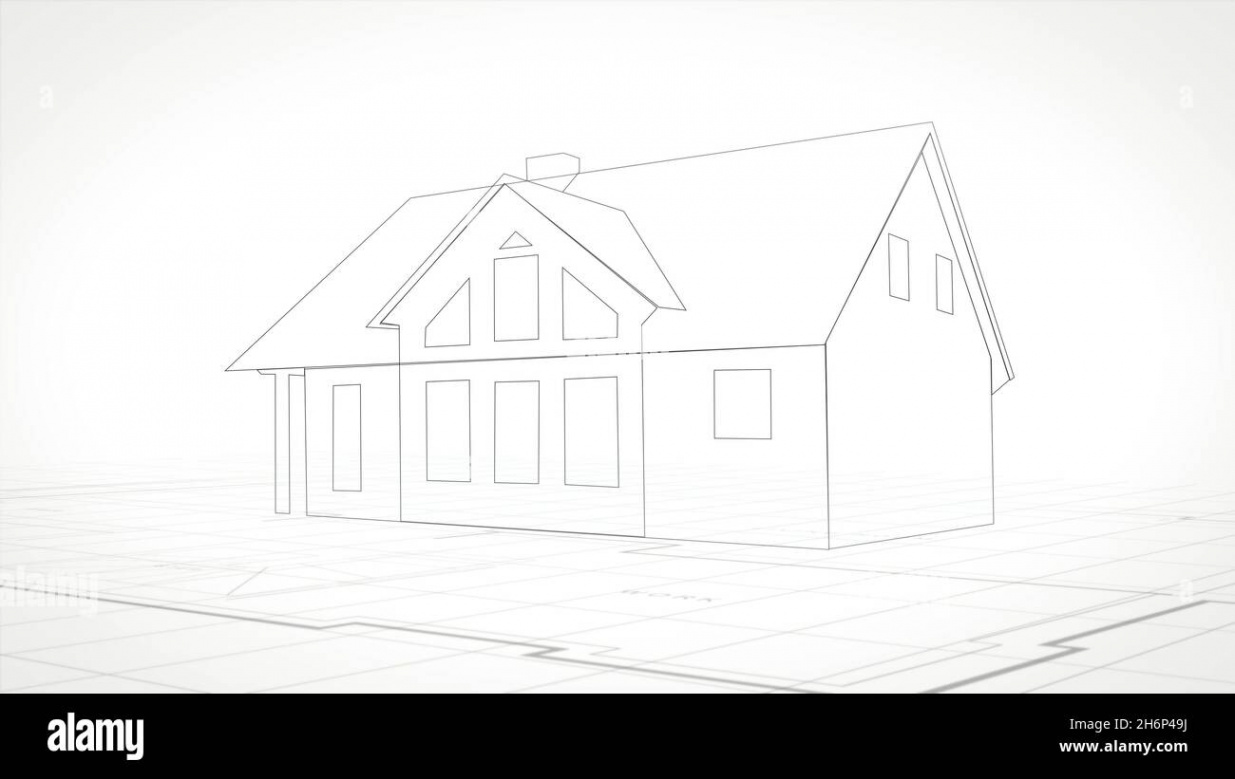 Digital illustration of a simple house sketch design Stock Photo