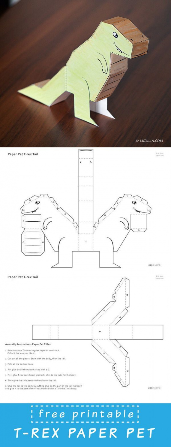 Dinosaur DIY T-Rex Paper Puppet - M