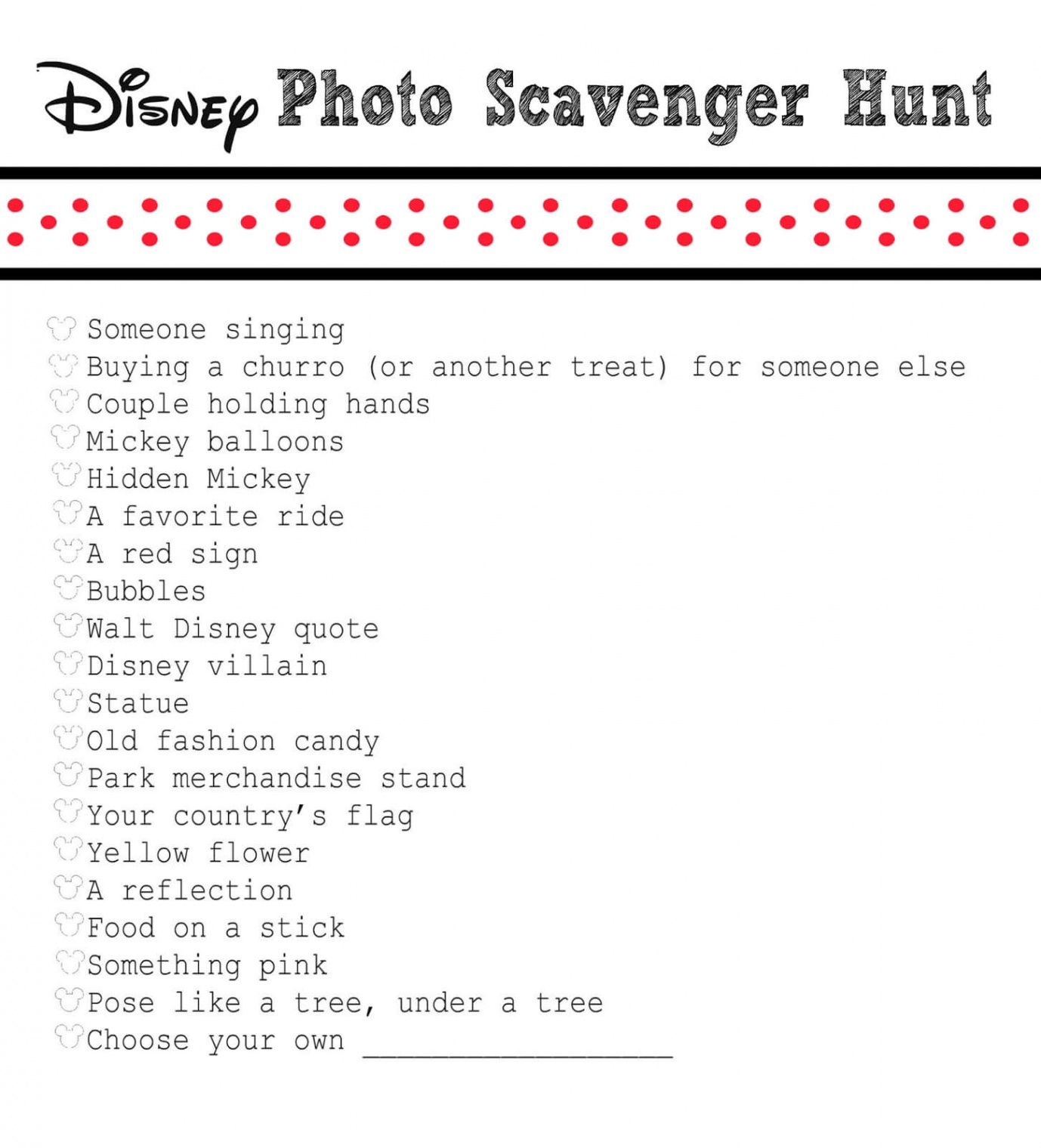 Disney Vacation Scavenger Hunt - Undercover Tourist Blog