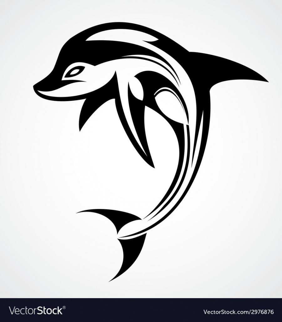 Dolphin tattoo design Royalty Free Vector Image