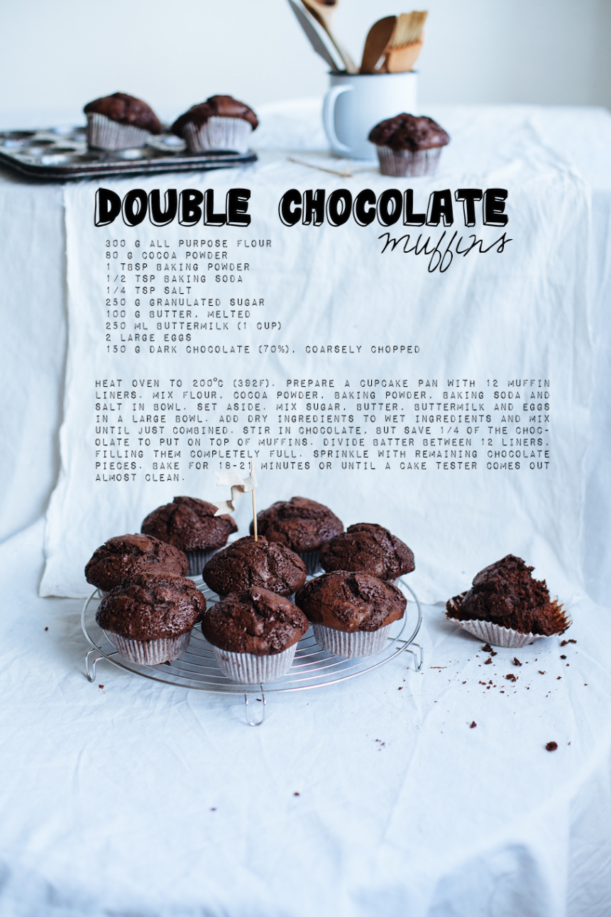 Double chocolate muffins and chocolate chip cookies