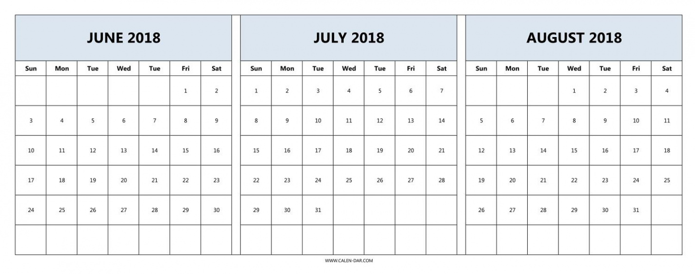 Download June July August  Calendar Printable Free  June