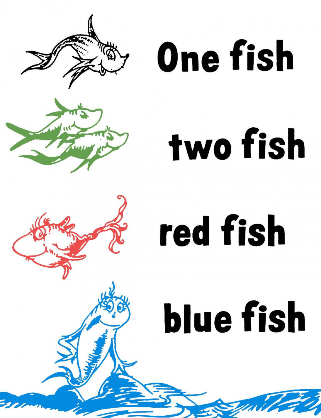 Dr Seuss One Fish Two Fish Red Fish Blue Fish  Red fish blue fish