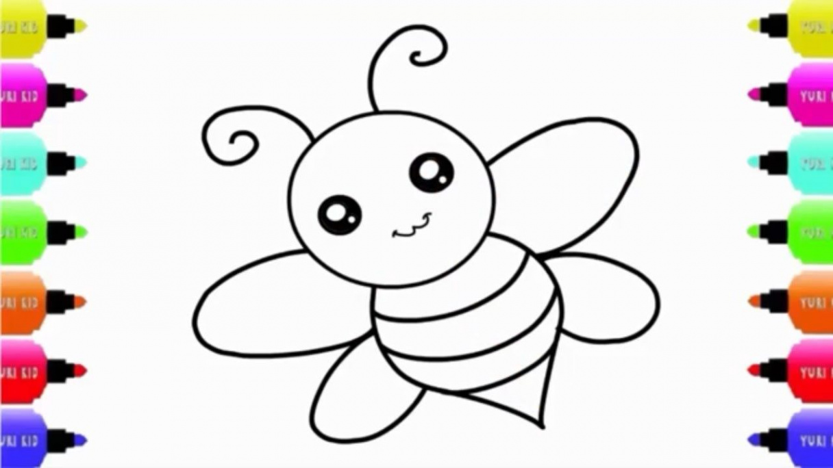 Draw a Cute Honey Bee Easy Step by Step for Kids and Children, Bumble Be   Bee drawing, Honey bee drawing, Bee drawing easy