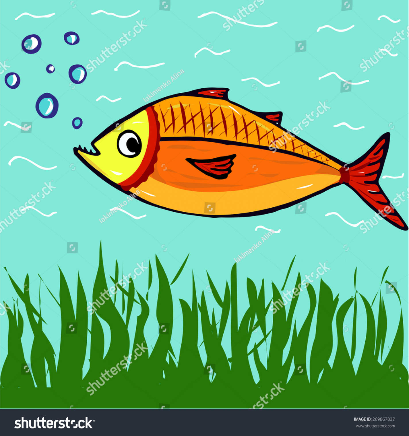 Drawing Fish Under Water Stock Vector (Royalty Free)