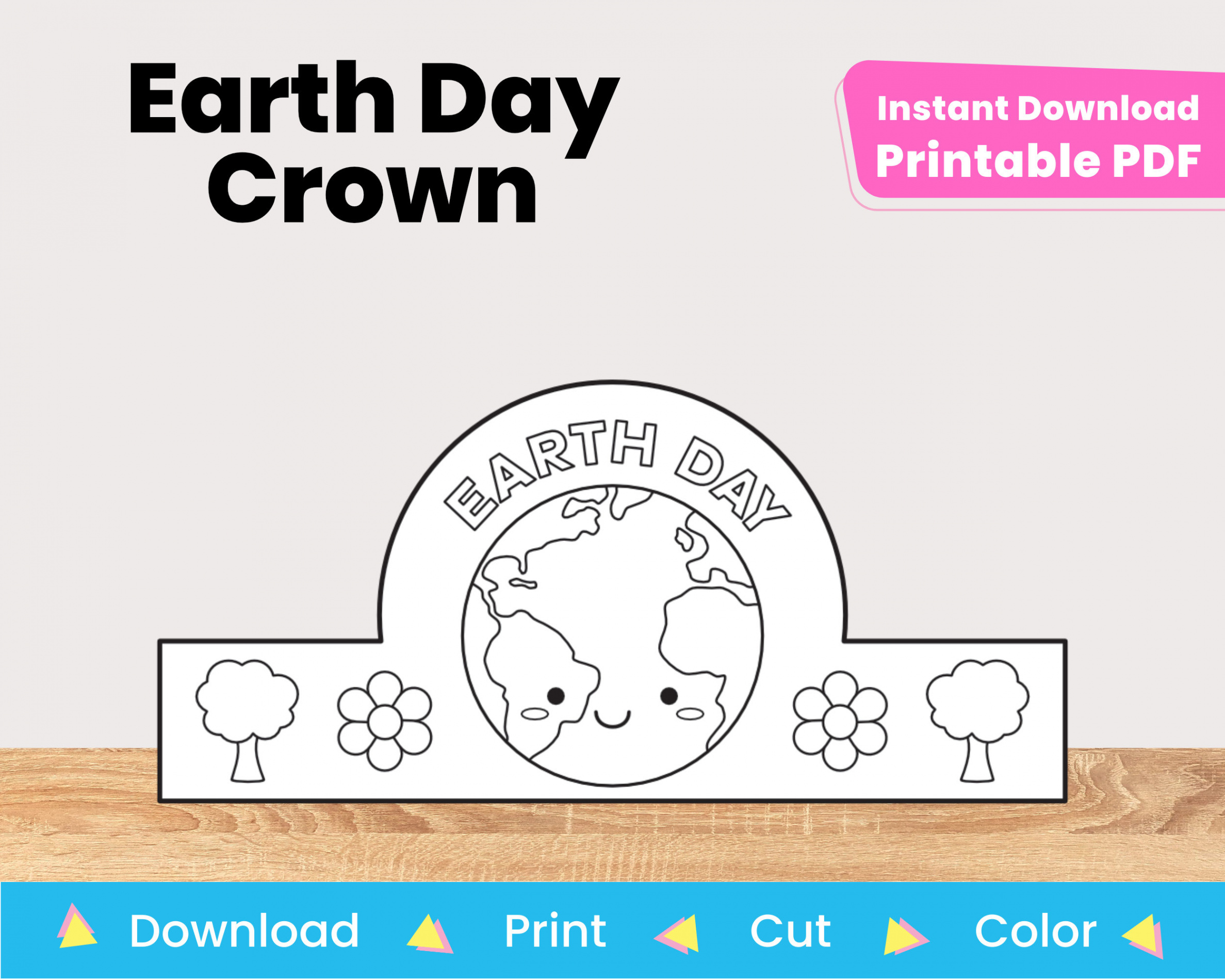 Earth Day Craft Printable Paper Crown Hat Template DIY Kids - Etsy