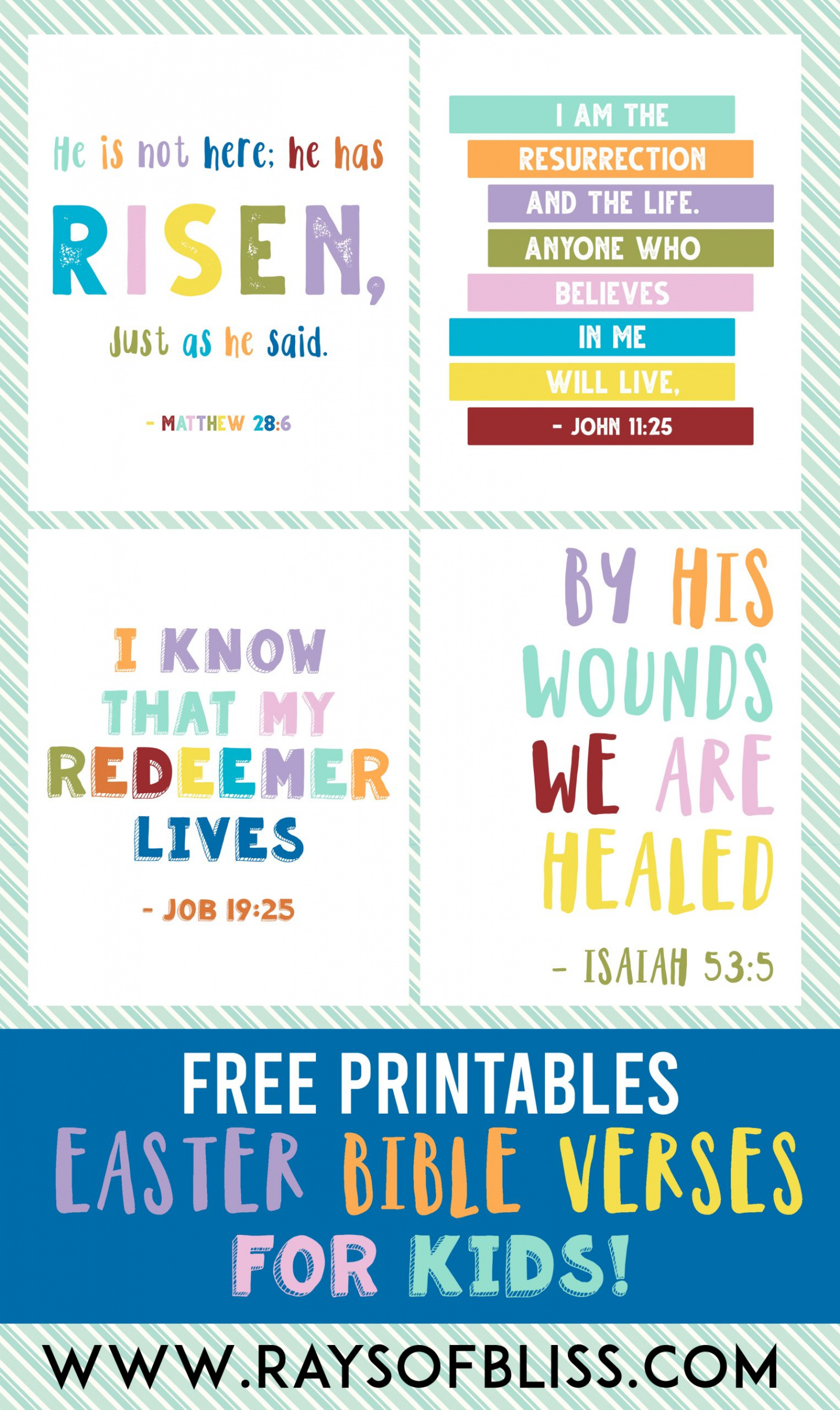 Easter ~ Kids Bible Verses Free Printables ~ Set of  - Rays of Bliss