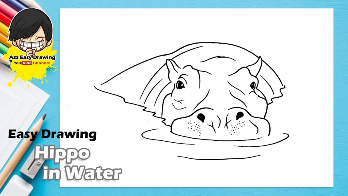 Easy Drawing Hippo in Water