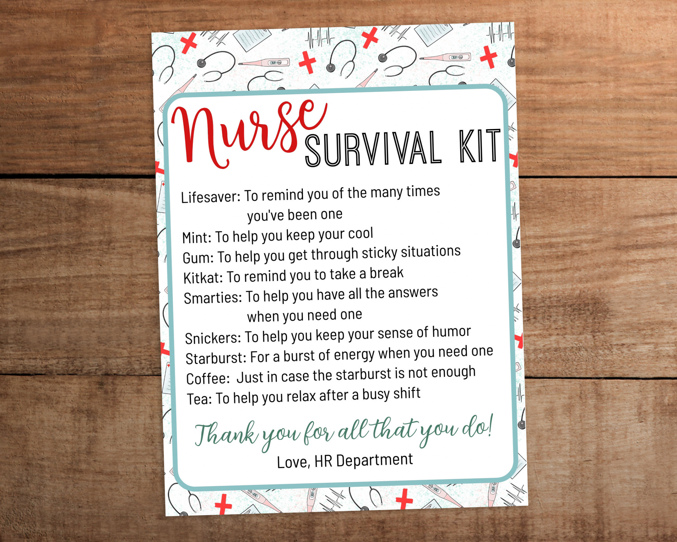 Editierbares Krankenschwester Survival Kit druckbare - Etsy