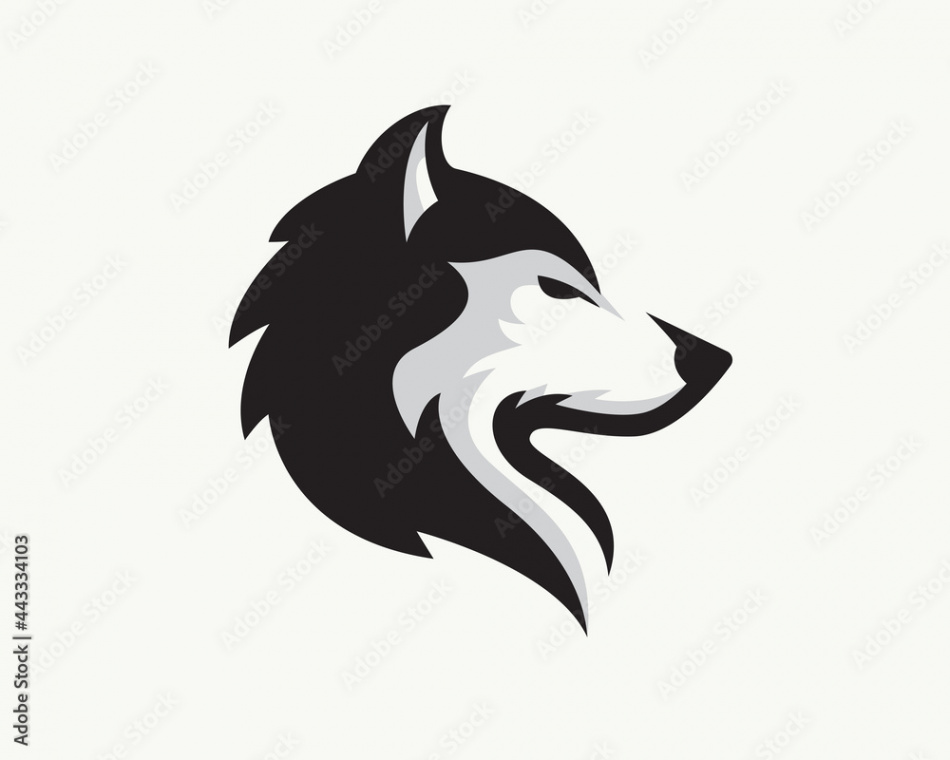 elegant head wolf side view drawing art logo design illustration