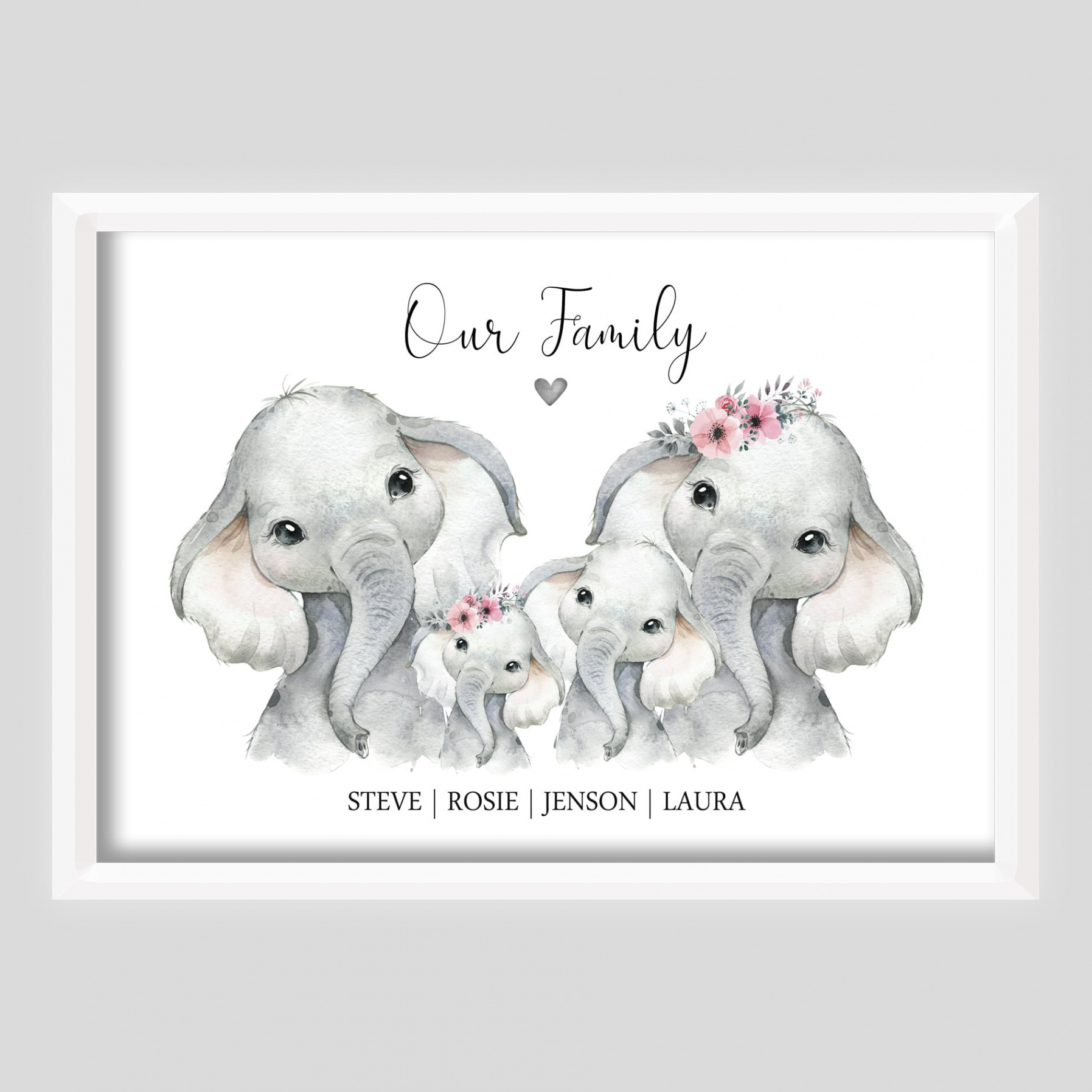Elephant Personalised Family Gift Print (up to )  Cloud Nine