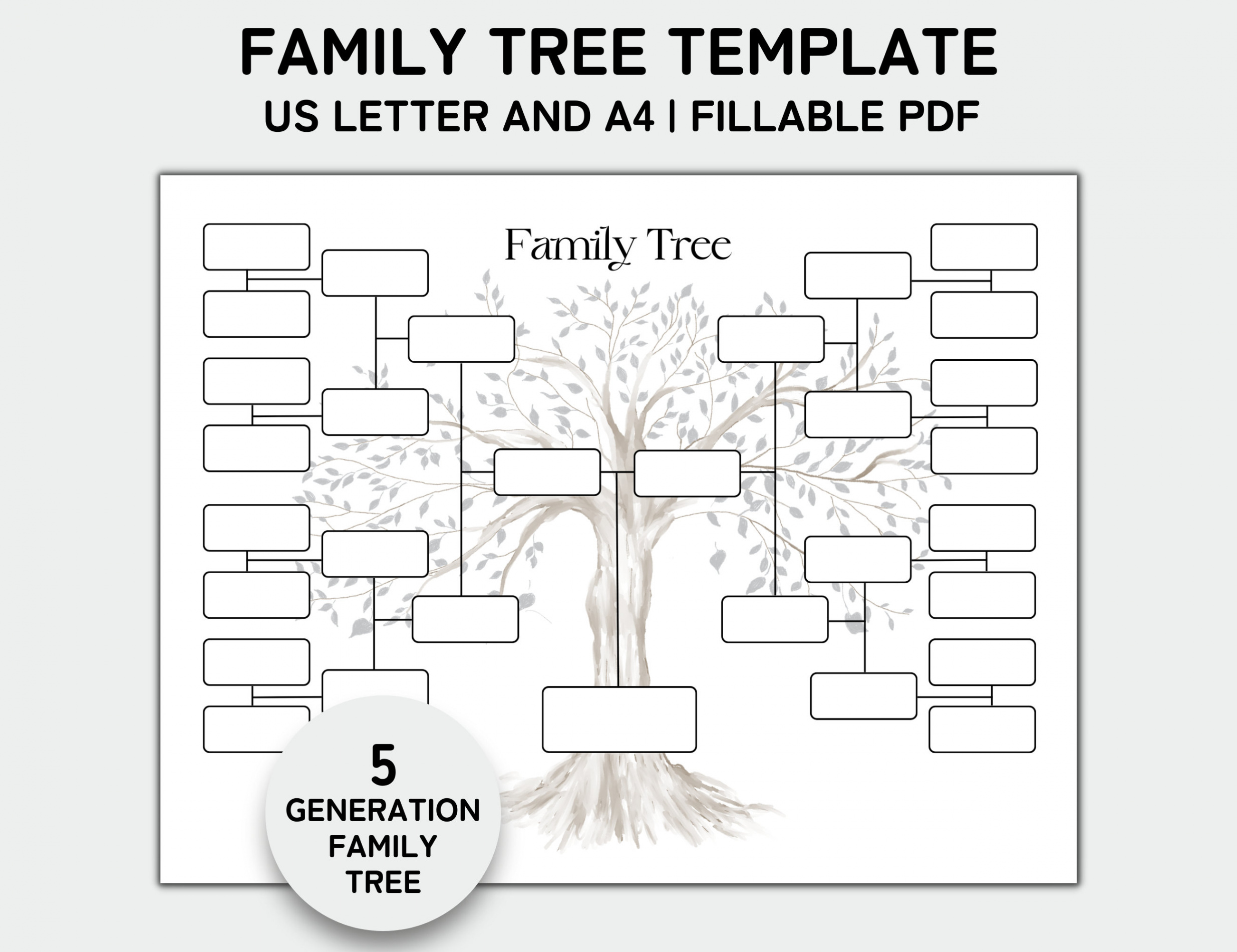 Family Tree Template  Generation Family Tree (Download Now) - Etsy