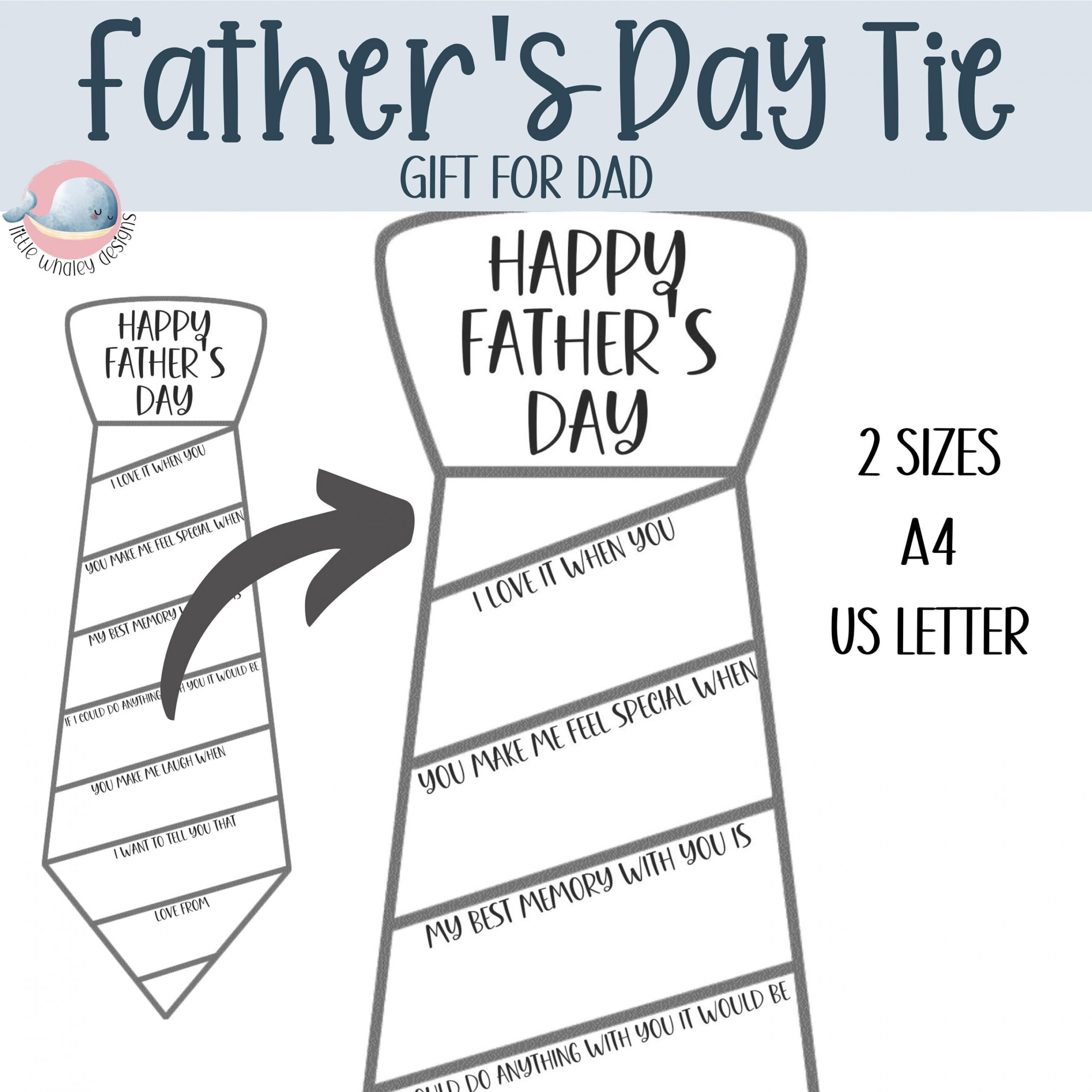 Fathers Day Tie Printable Dad Tie Paper All About My Dad - Etsy Israel