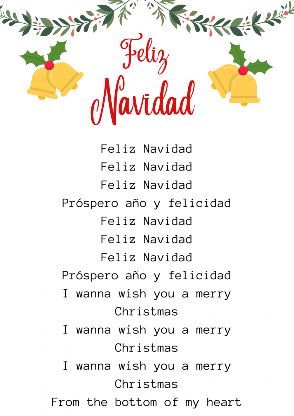 FELIZ NAVIDAD LYRICS  Christmas words, A christmas story, Feliz