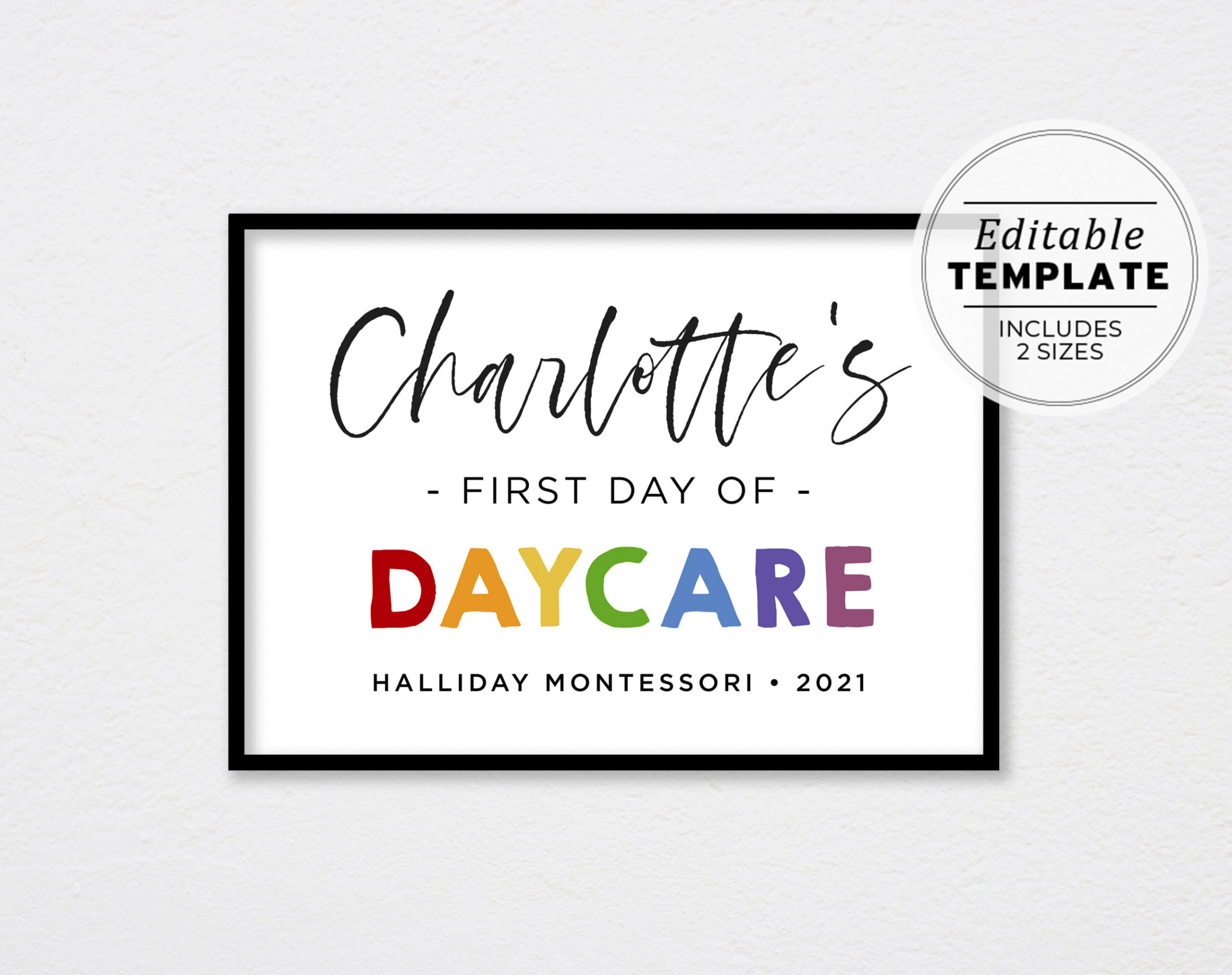 First Day of Daycare Sign Template First Day of Nursery - Etsy Finland