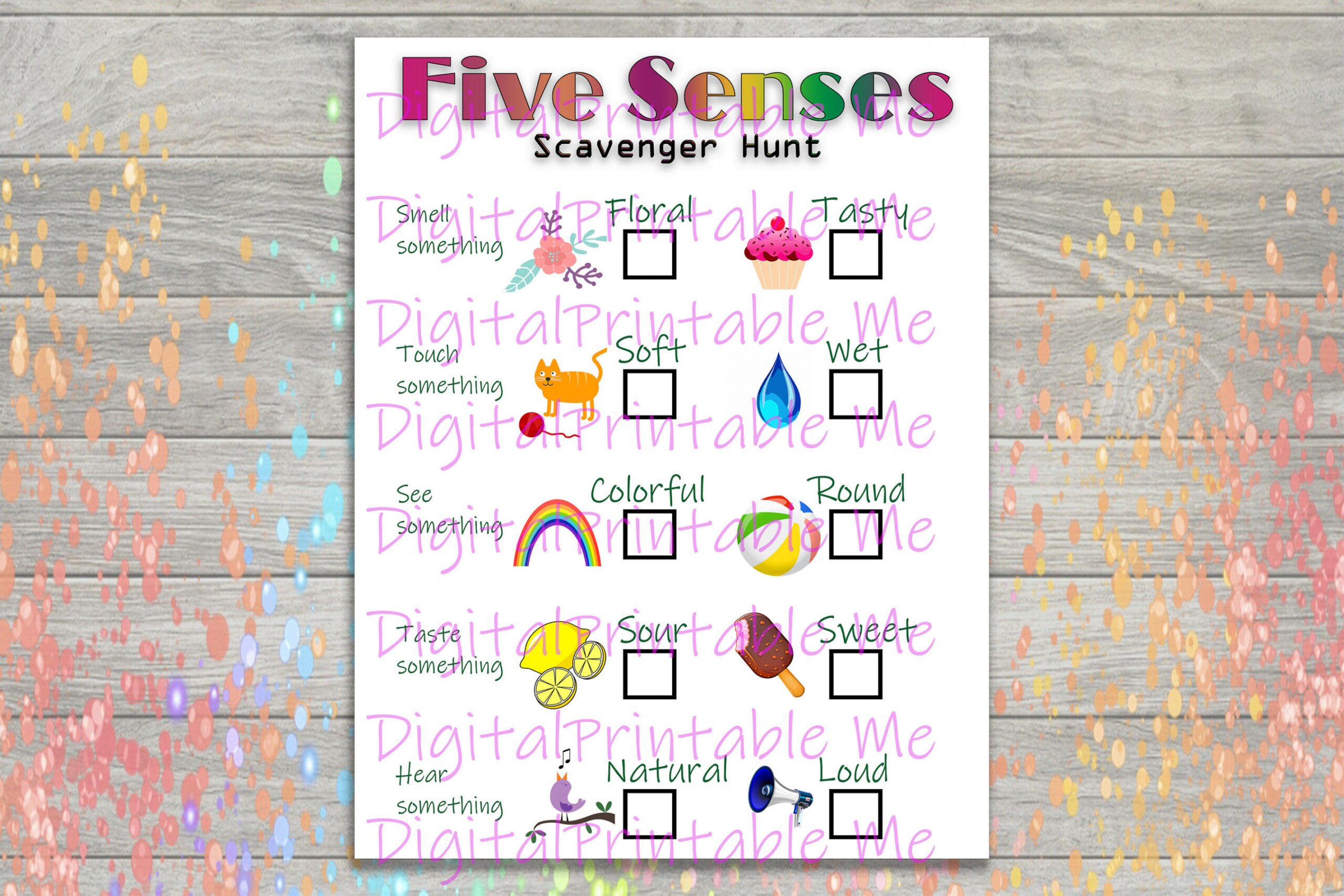 Five Sense Scavenger Hunt Kids Printable Activity Download - Etsy