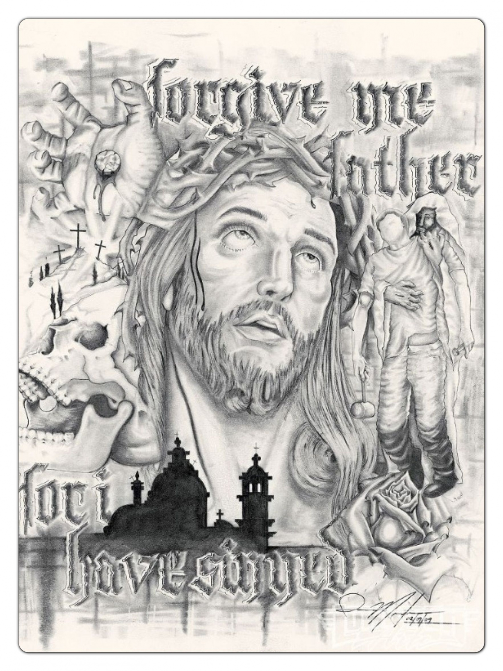 Forgive Me  Prison art, Sacred art tattoo, Chicano art tattoos