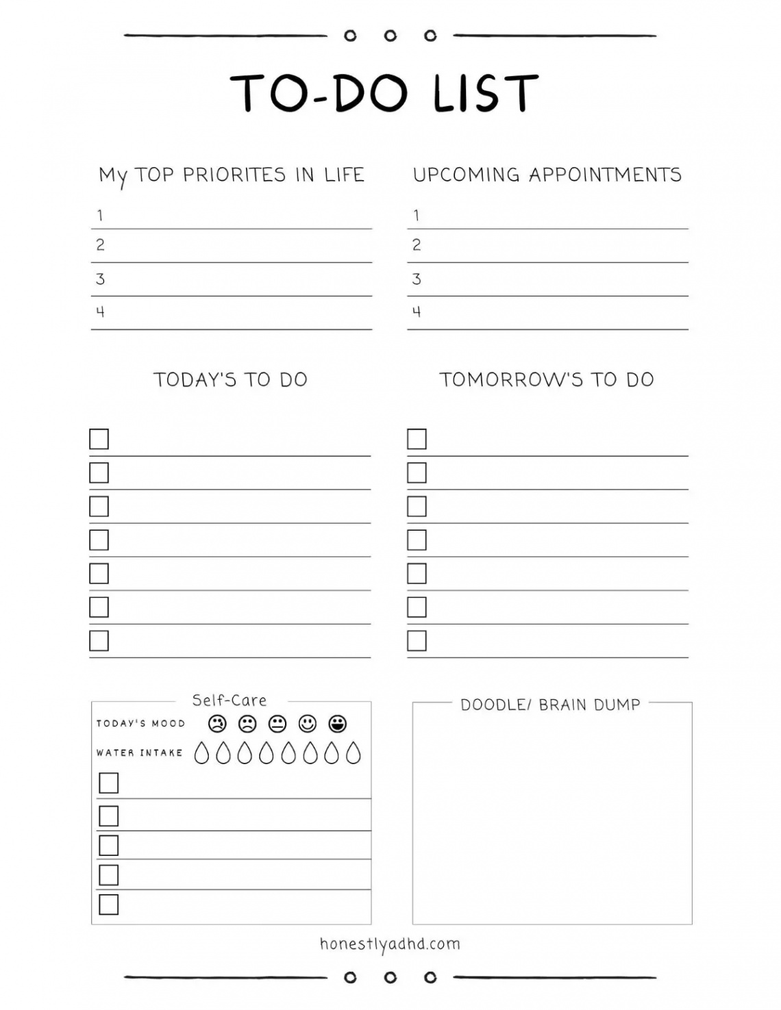 Free ADHD-friendly To-Do List ( Printable Templates) - Honestly ADHD