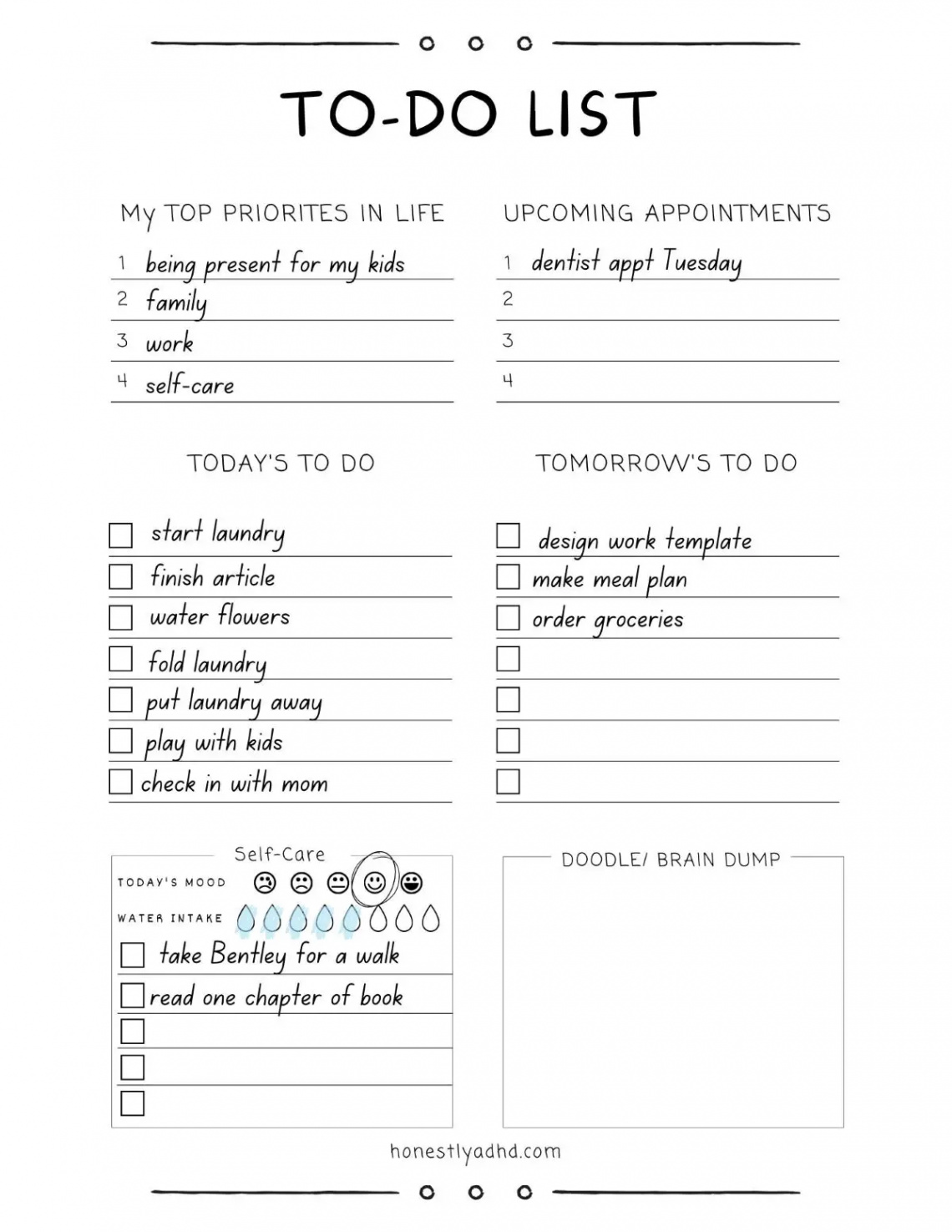 Free ADHD-friendly To-Do List ( Printable Templates) - Honestly ADHD