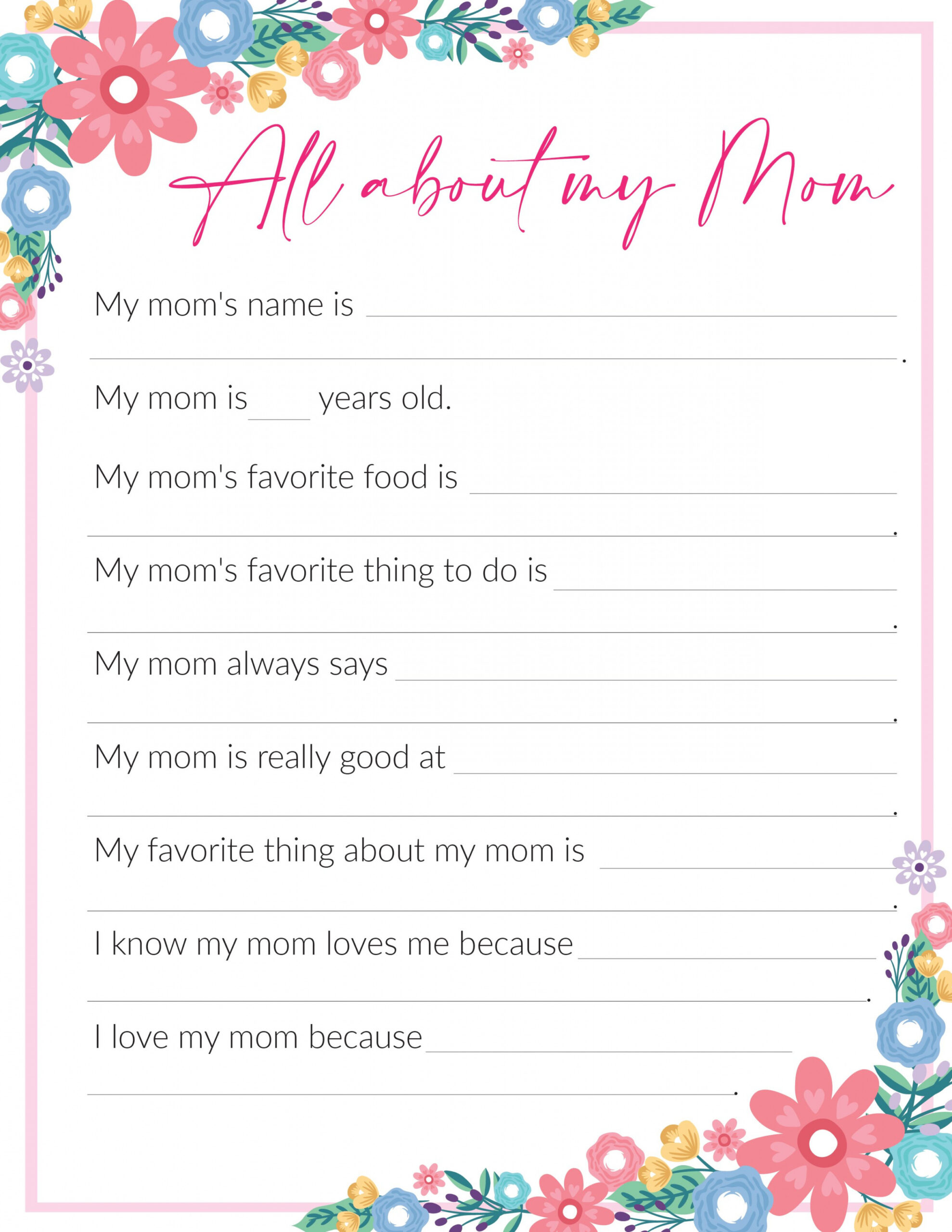 Free "All About My Mom" Printables - Freebie Finding Mom