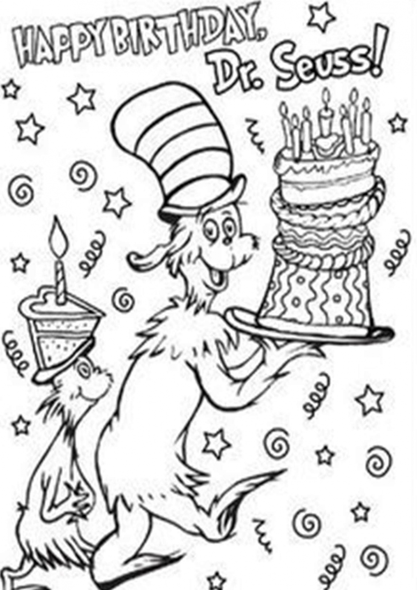 Free & Easy To Print Cat in the Hat Coloring Pages  Dr seuss