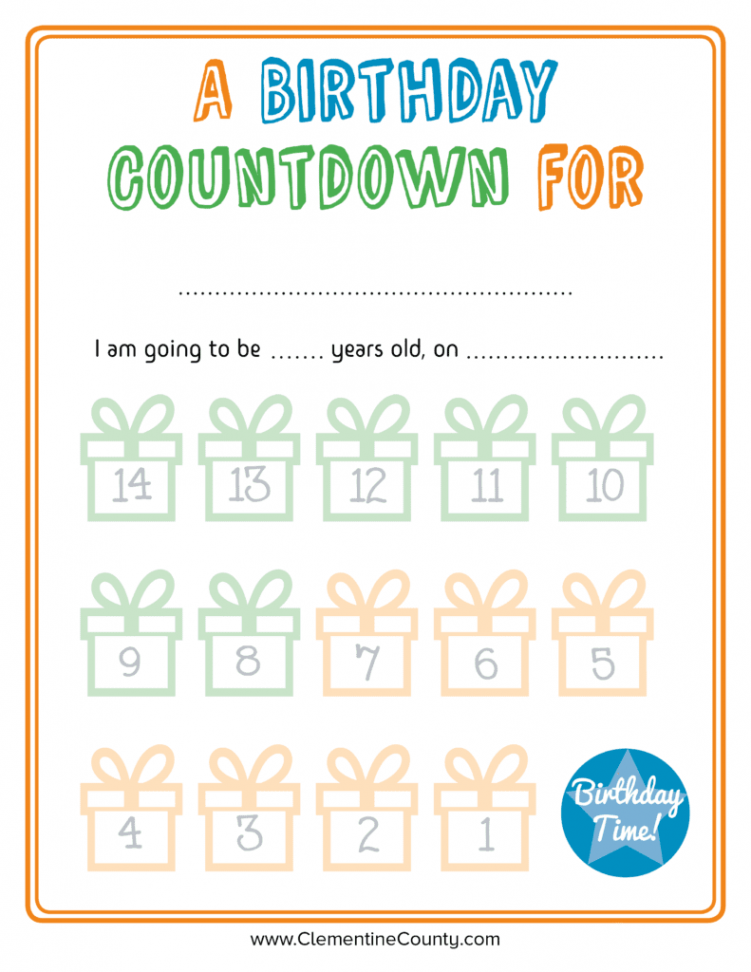 Free Birthday Countdown Printable  Clementine County