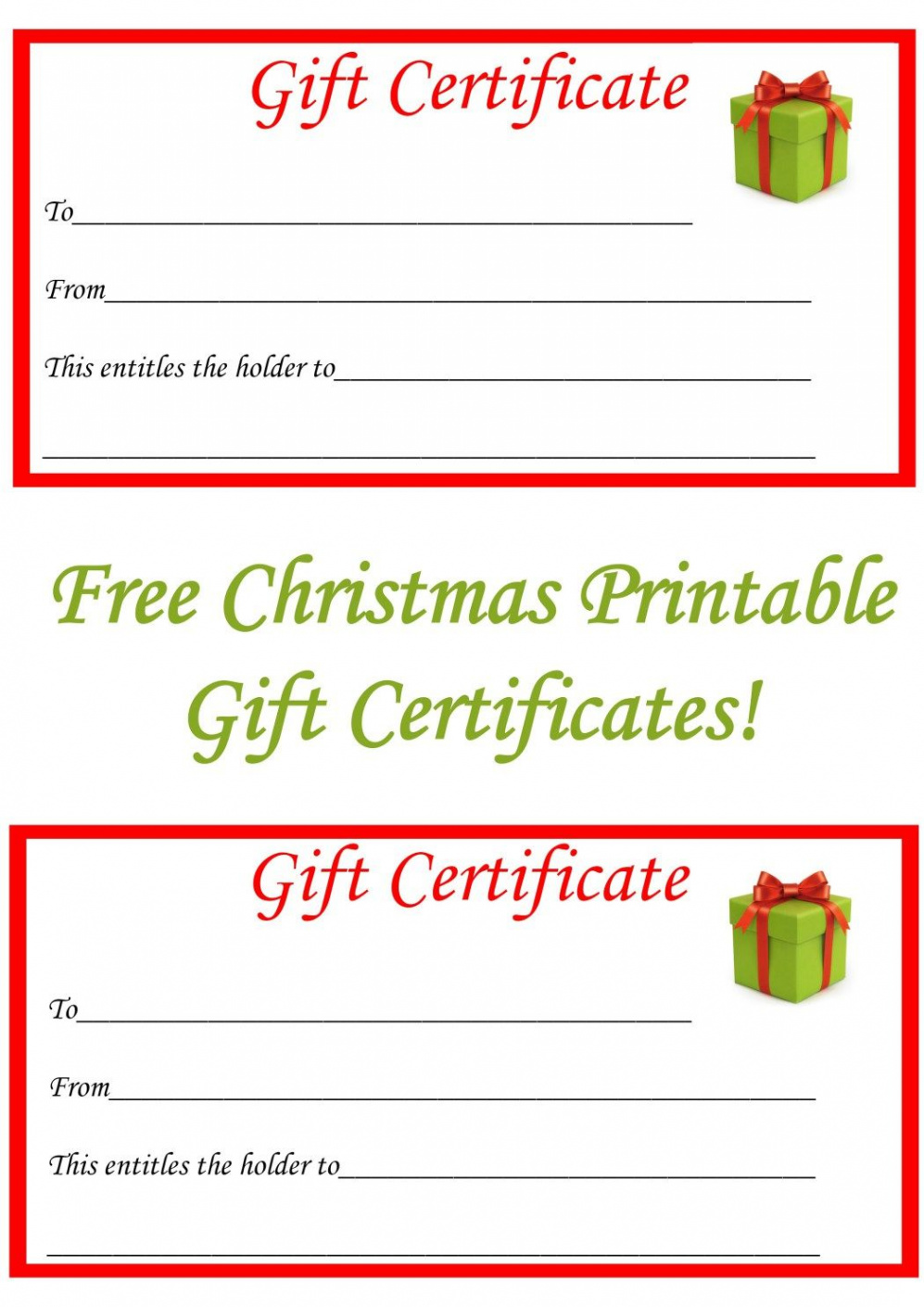 Free Christmas Printable Gift Certificates