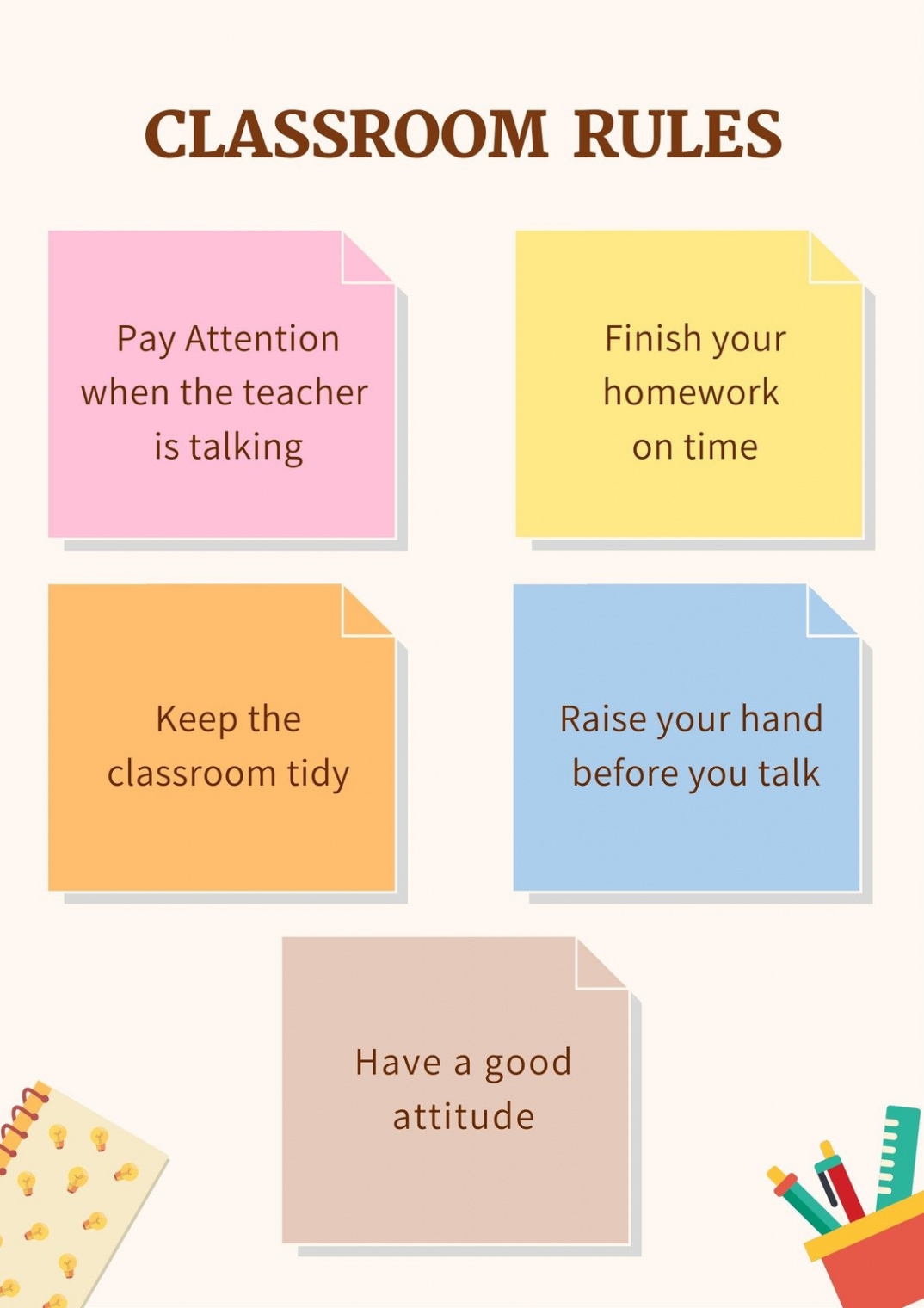 Free custom printable classroom rules poster templates  Canva