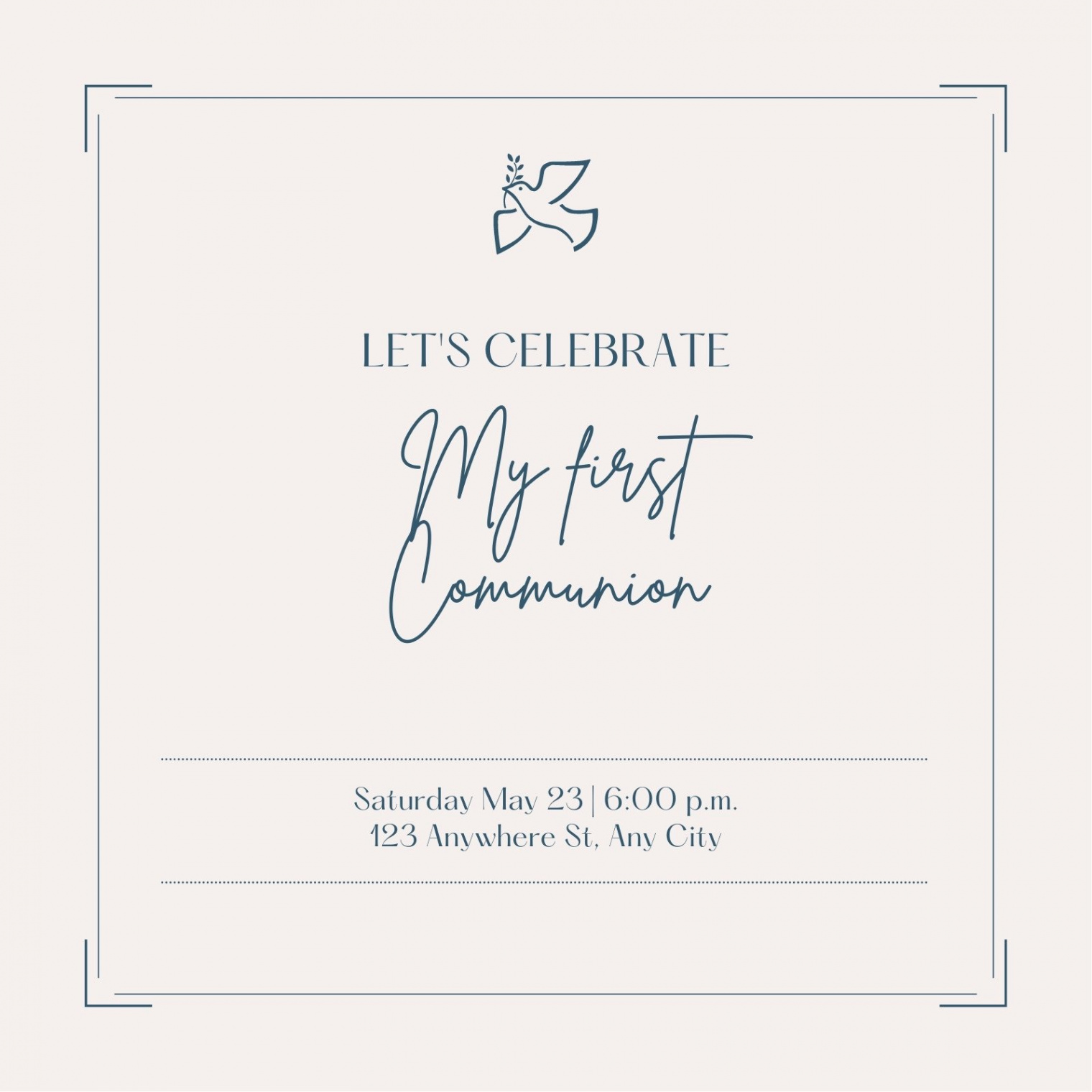 Free custom printable First Communion invitation templates  Canva