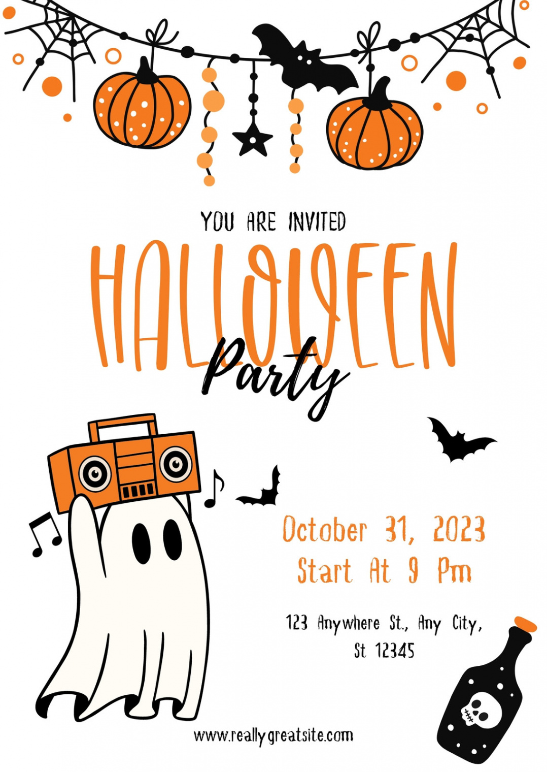 Free custom printable Halloween invitation templates  Canva