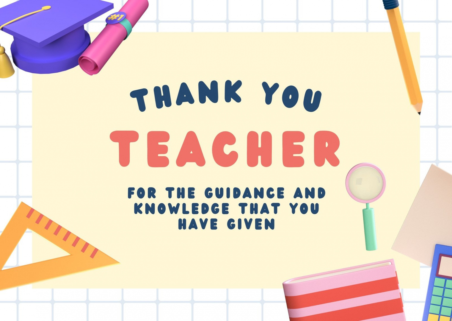 Free custom printable teacher thank you card templates  Canva