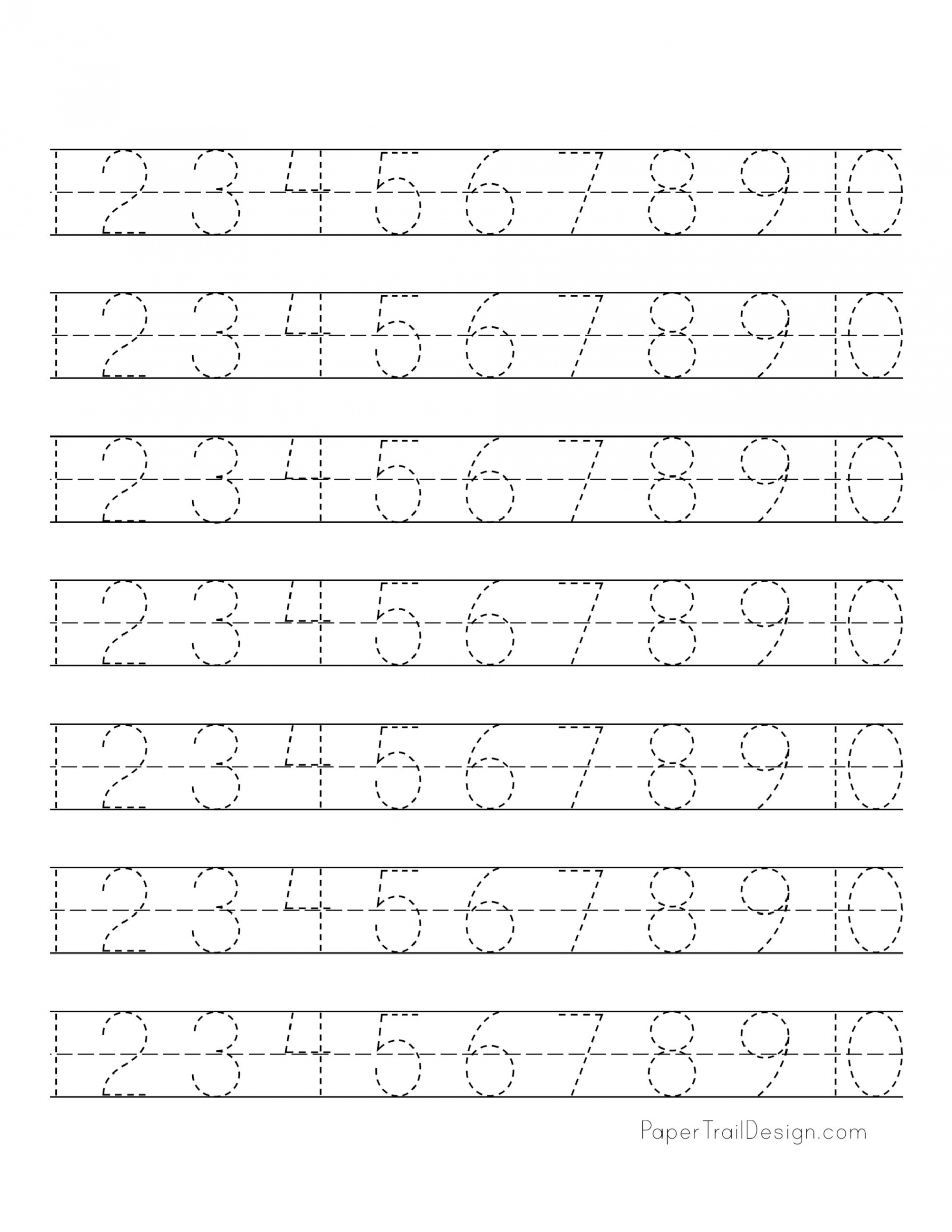 Free Number Tracing Worksheets - Paper Trail Design