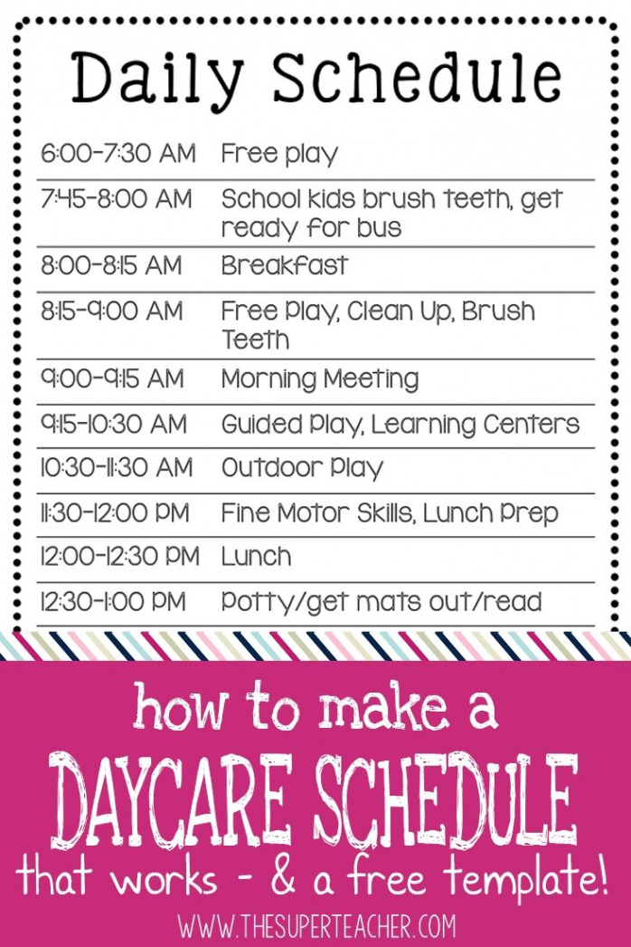 Free Preschool Template For Schedule  Daycare schedule, Opening a