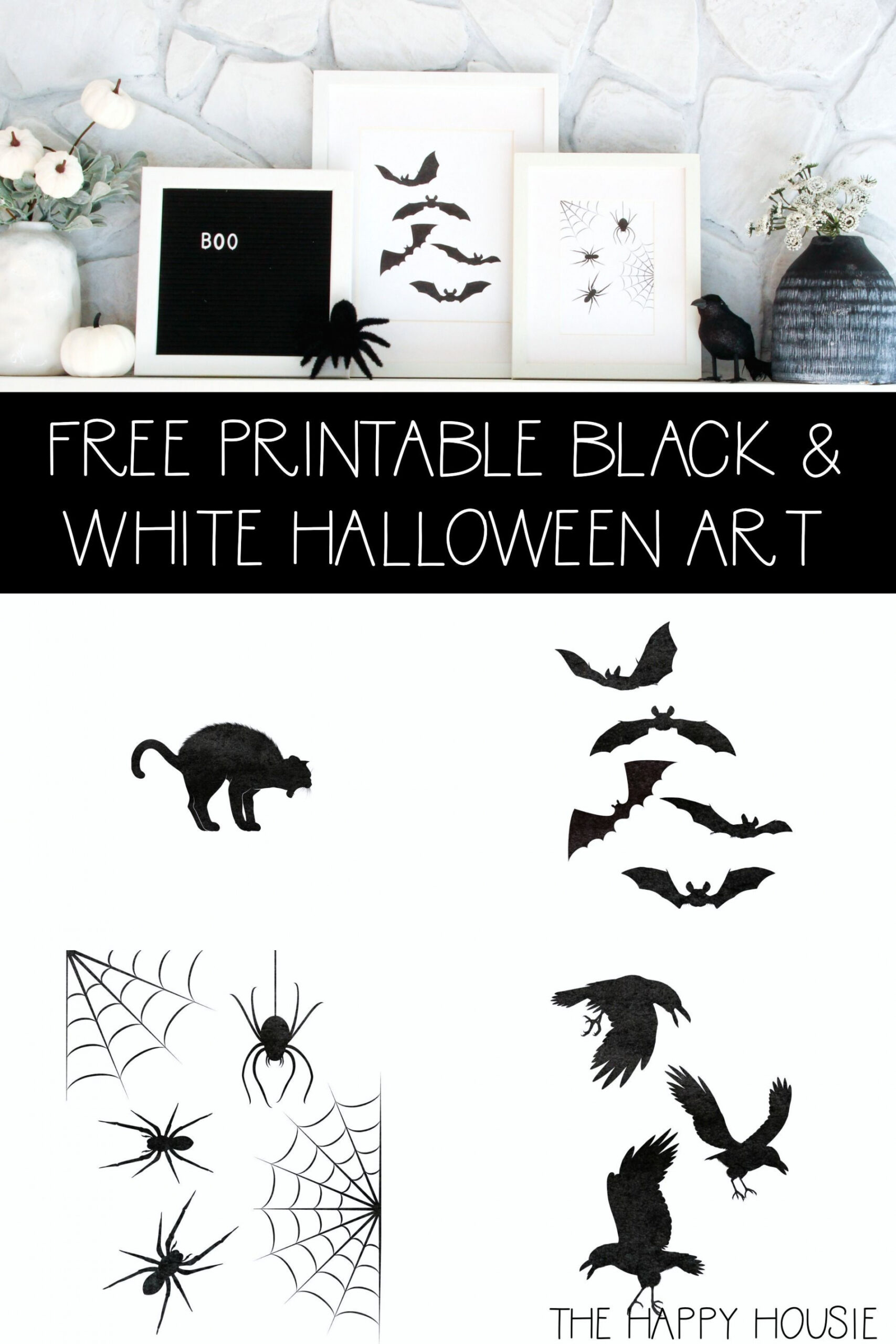 Free Printable Black and White Halloween Art  Halloween