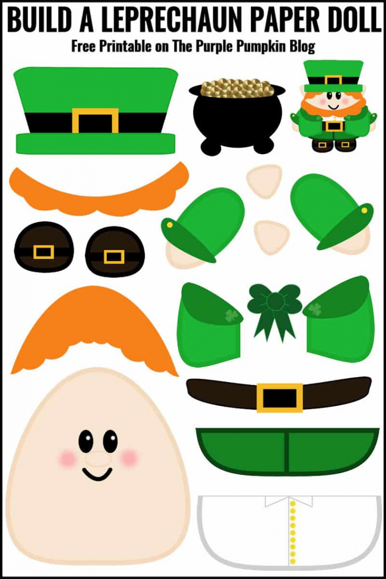 Free Printable Build A Leprechaun Paper Doll for St